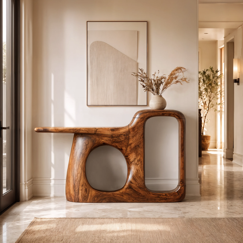 Console organique avec structure sculpturale ouverte pour entrée SINLKICS706