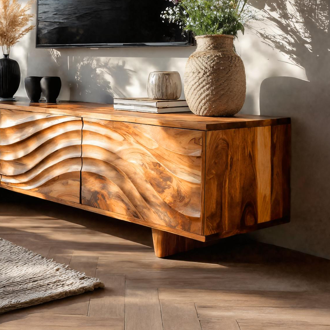 Meuble TV contemporain avec tiroirs de rangement pour salon RTTHTTTVC048