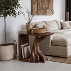 Table de chevet sculpturale rustique avec piétement inspiré de racines pour salon SINLHASTA300