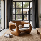 Chaise sculpturale contemporaine au design d'accoudoir fluide pour salon SINLHACHR039