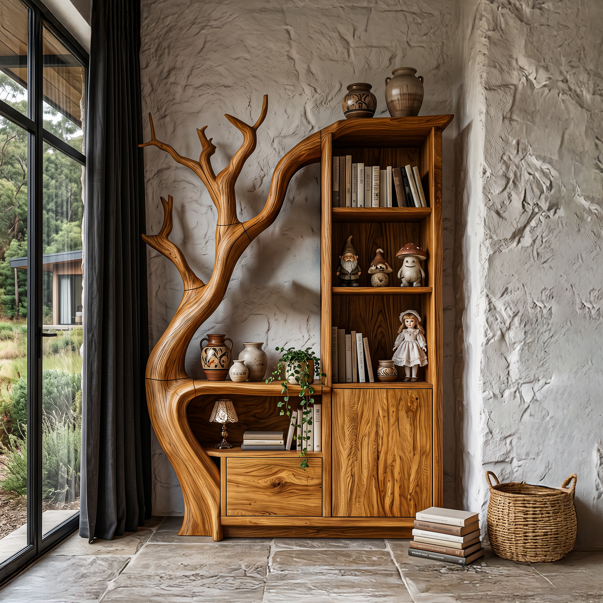 Meuble de rangement moderne au design arrondi pour entrée SINLHASD544