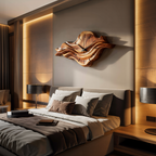 Horloge murale contemporaine en bois avec sculpture en forme de vague unique pour la maison RTTHTTWAC025