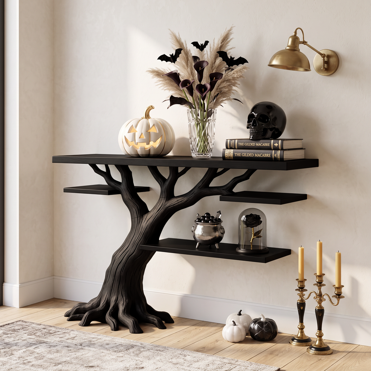 Console branche organique étalée pour intérieur gothique d'Halloween SILDTTNCS153