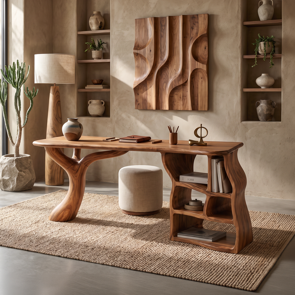 Bureau d'écriture sculptural artistique pour bureau à domicile ou chambre à coucher SILDTTNDE041