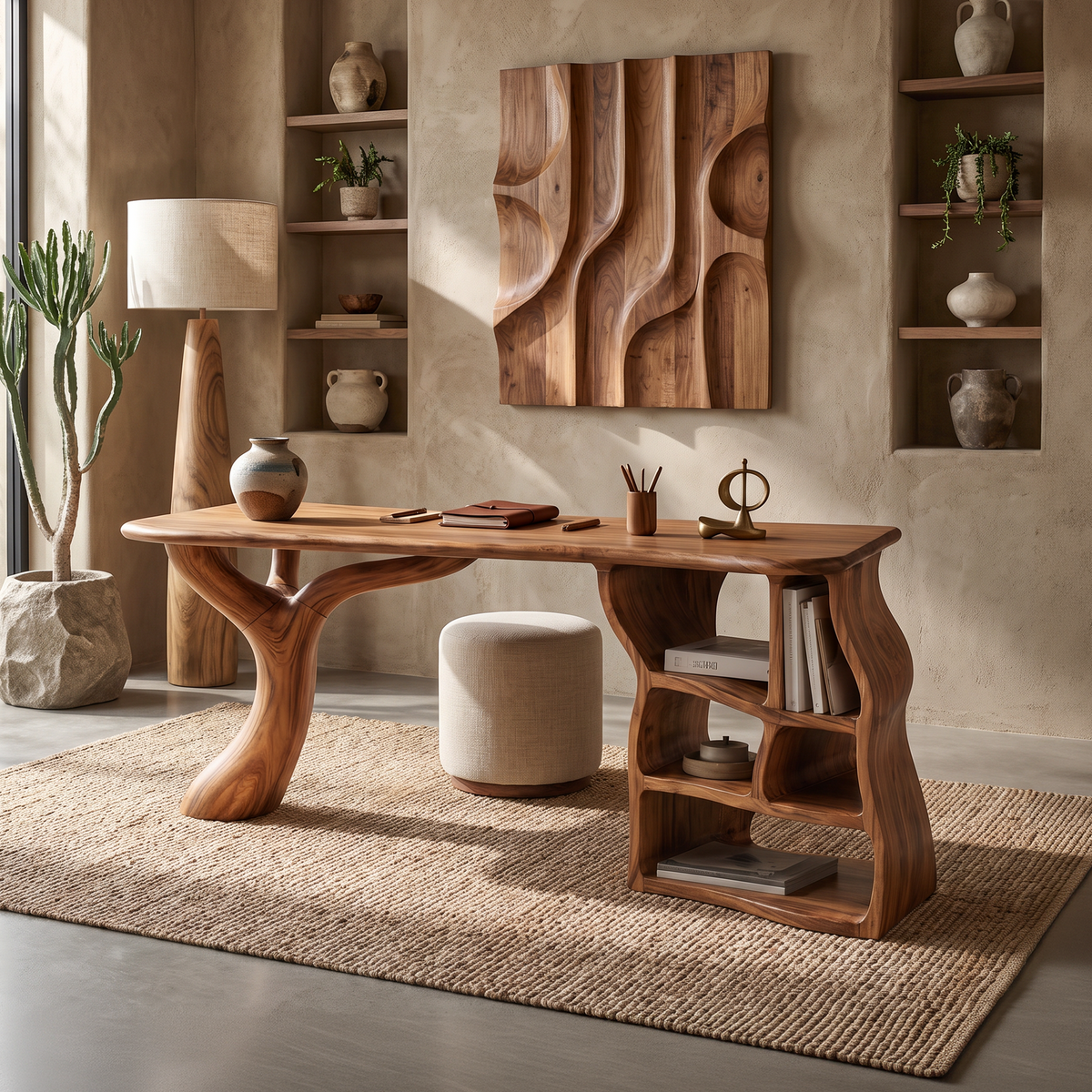 Bureau d'écriture sculptural artistique pour bureau à domicile ou chambre à coucher SILDTTNDE041