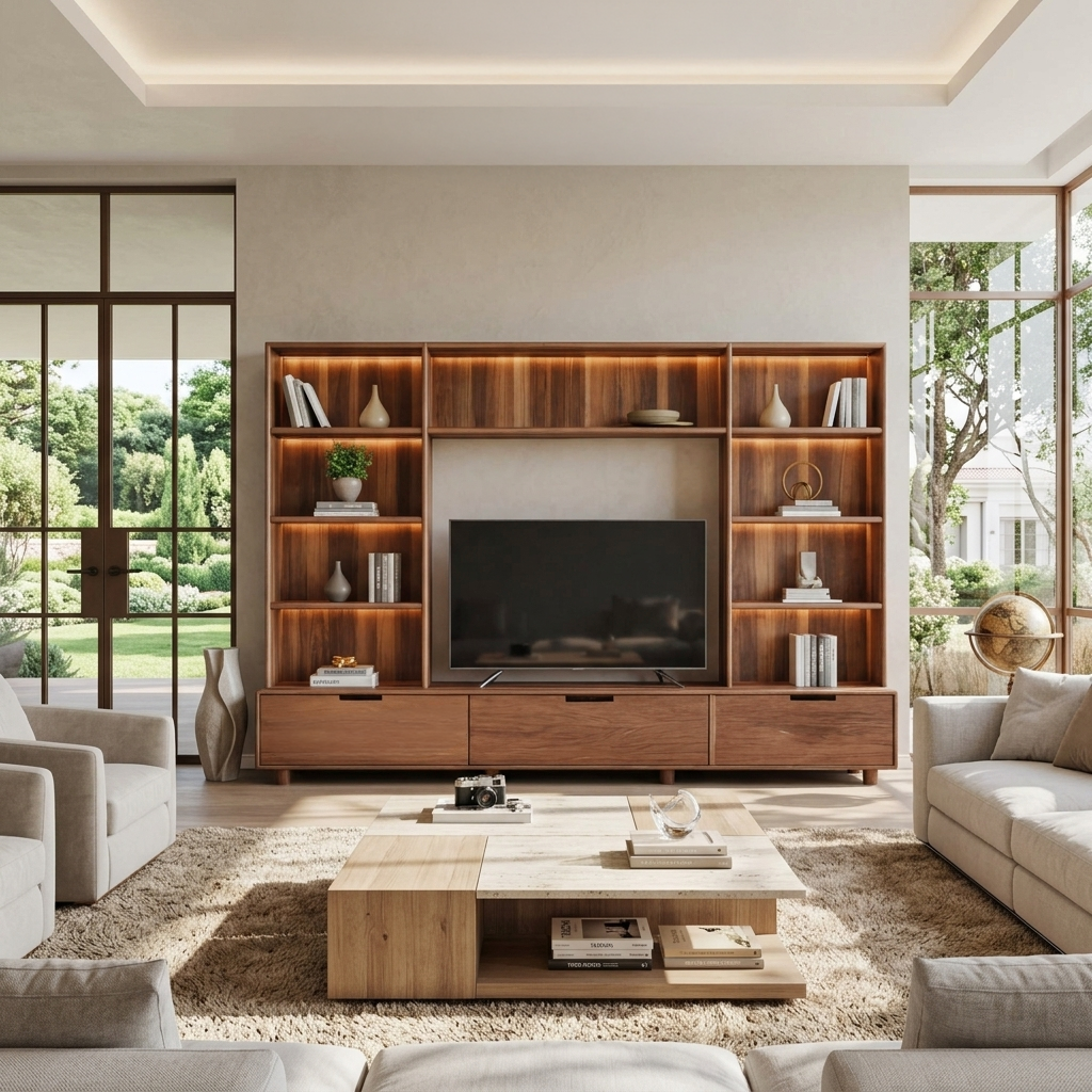 Grand meuble TV avec éclairage LED pour salon SITHTTTVC012