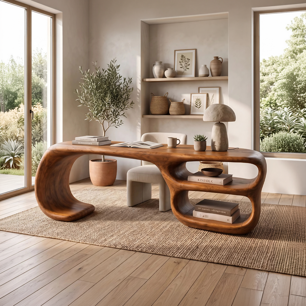 Bureau de direction contemporain de forme libre pour studio ou bureau à domicile SILDTTNDE054