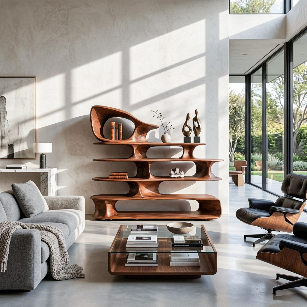 Étagère sur pied sculpturale moderne pour salon SITHTTSS005