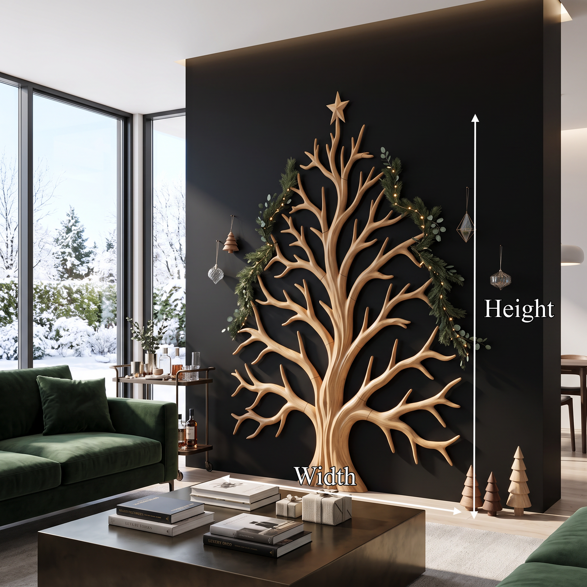 Décoration murale de Noël contemporaine avec silhouette d'arbre artistique pour couloir SINLSAWA138