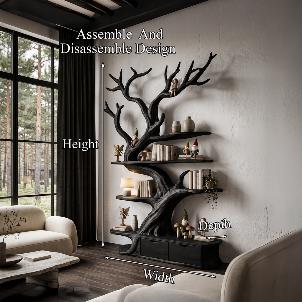 Bibliothèque arbre sculpturale, design en forme de branche d'arbre fait main pour bureau à domicile SINLHATB769