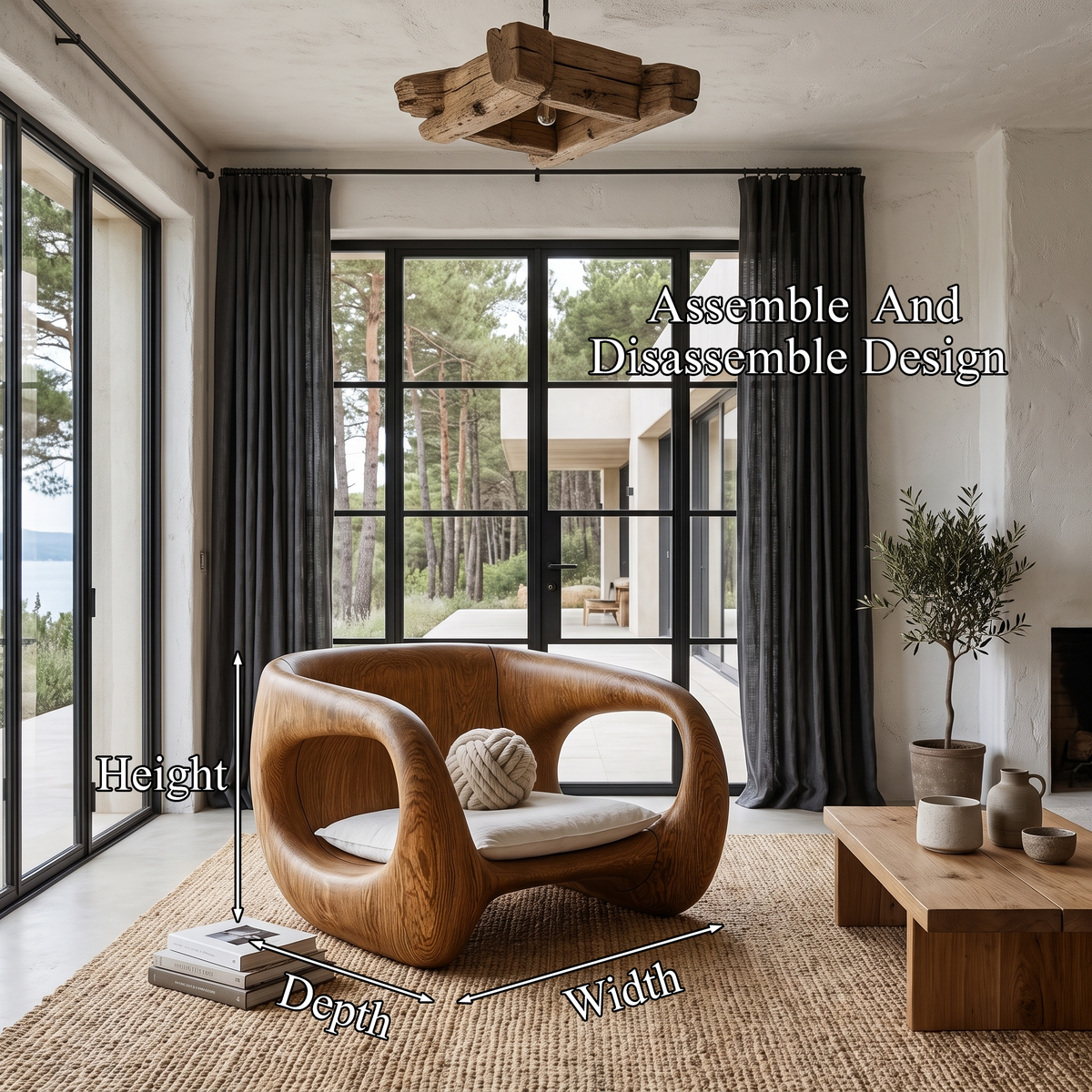 Chaise sculpturale contemporaine au design d'accoudoir fluide pour salon SINLHACHR039