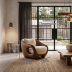 Chaise longue rustique en bois avec dossier enveloppant pour coin lecture SINLHACHR040