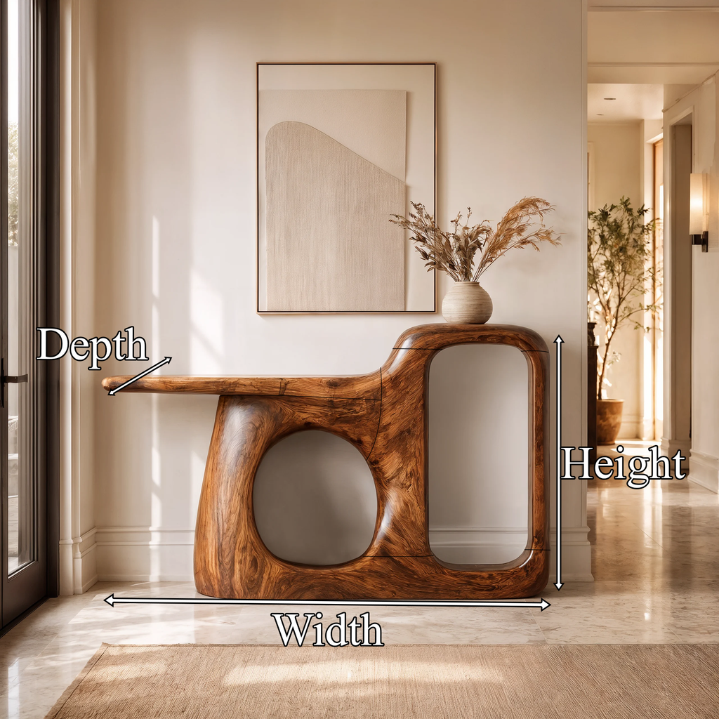 Console organique avec structure sculpturale ouverte pour entrée SINLKICS706