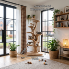 Arbre à chat moderne en forme d'arbre avec plateformes à plusieurs niveaux pour chats d'intérieur SINLHATT017