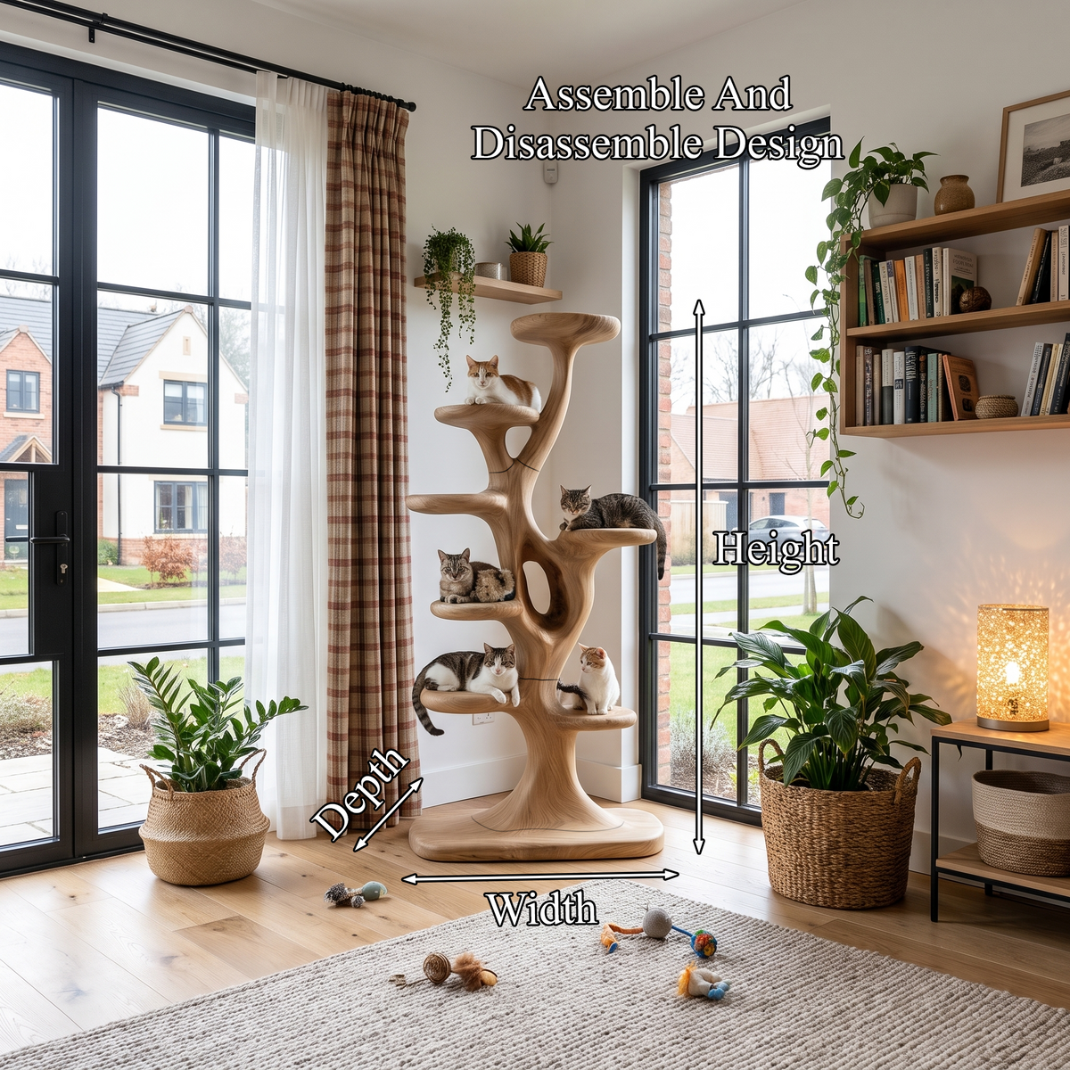 Arbre à chat moderne en forme d'arbre avec plateformes à plusieurs niveaux pour chats d'intérieur SINLHATT017
