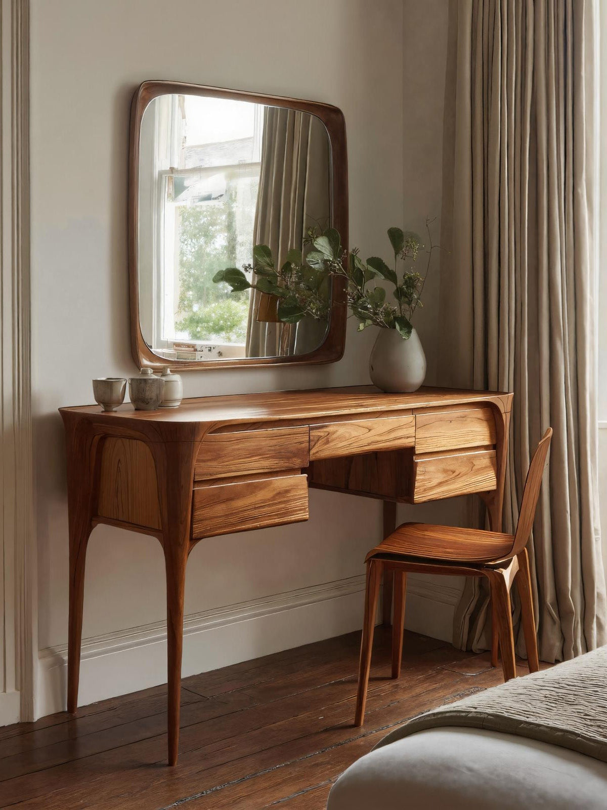 Coiffeuse moderne en bois avec tiroirs pour chambre à coucher SITHHNVAN004
