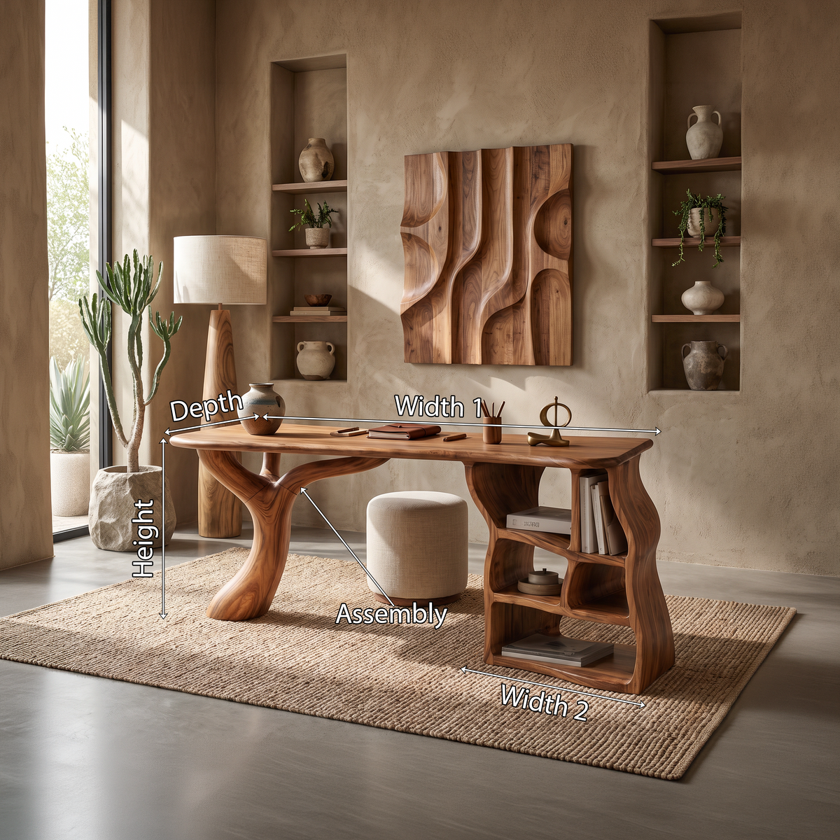 Bureau d'écriture sculptural artistique pour bureau à domicile ou chambre à coucher SILDTTNDE041