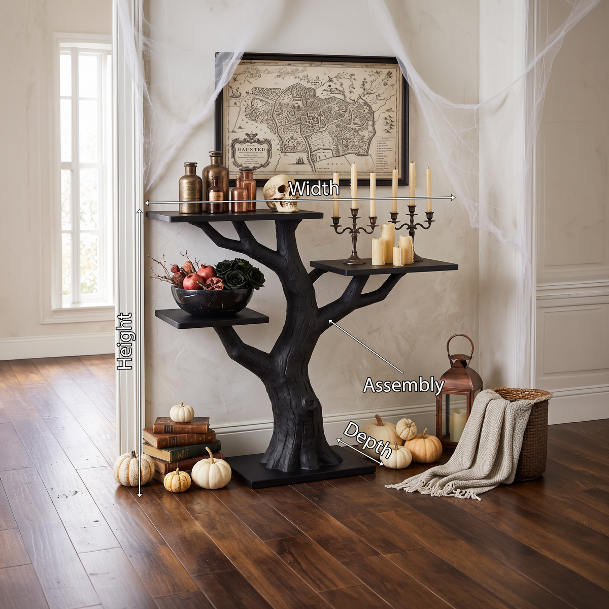Console branche noueuse organique pour décoration d'Halloween vintage SILDTTNCS149
