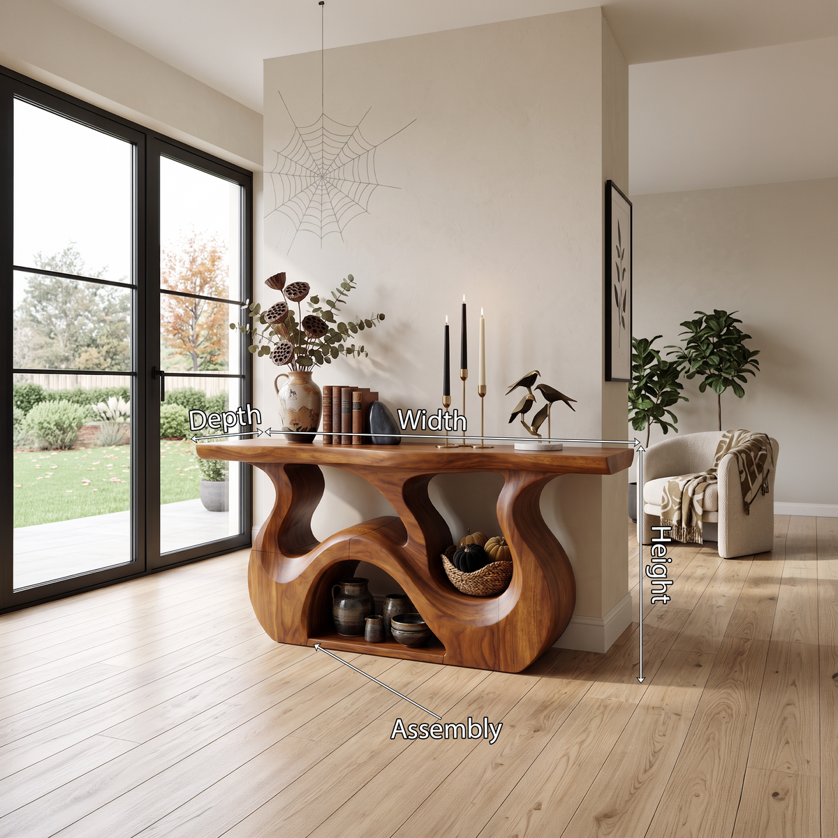 Table d'entrée minimaliste en forme de branche pour décoration de cabane d'Halloween SILDTTNCS146