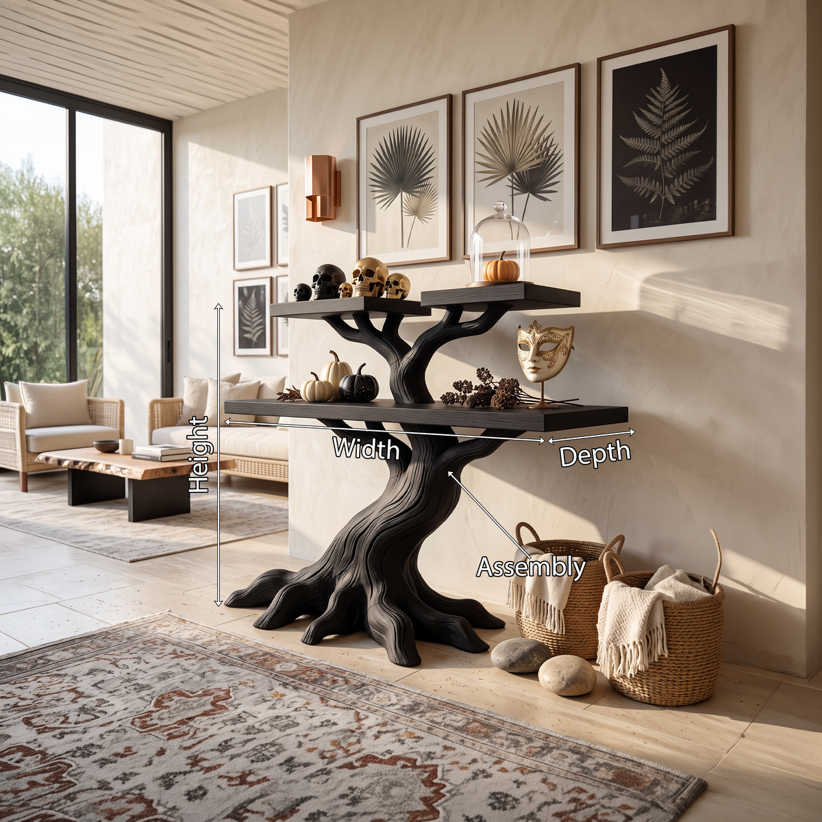 Console minimaliste en forme d'arbre noueux pour décoration d'Halloween vintage SILDTTNCS160