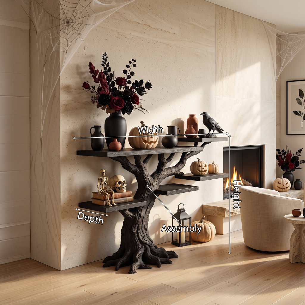 Table d'appoint minimaliste en forme d'arbre torsadé pour une ambiance d'Halloween ensorcelante SILDTTNCS154