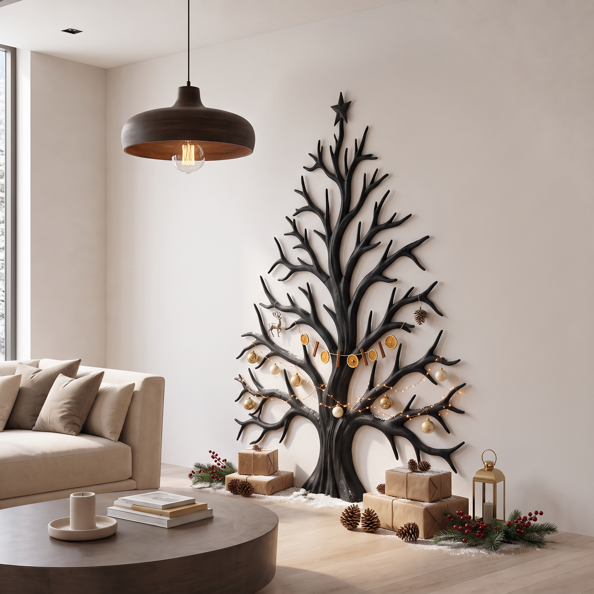 Décoration murale de Noël contemporaine avec silhouette d'arbre artistique pour couloir SINLSAWA138
