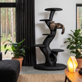 Arbre à chat sculptural rustique avec plateformes à plusieurs niveaux pour salon SINLHATT015