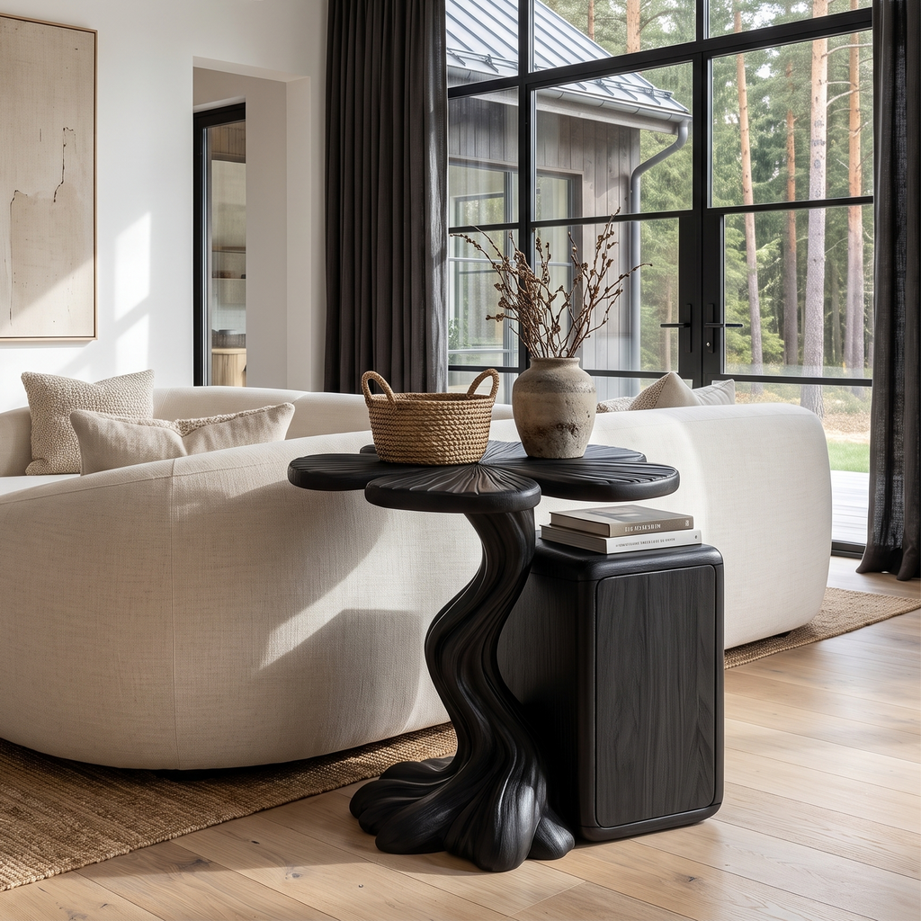 Table d'appoint moderne avec base inspirée d'un arbre pour salon SINLHASTA305