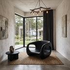 Chaise sculpturale contemporaine au design d'accoudoir fluide pour salon SINLHACHR039