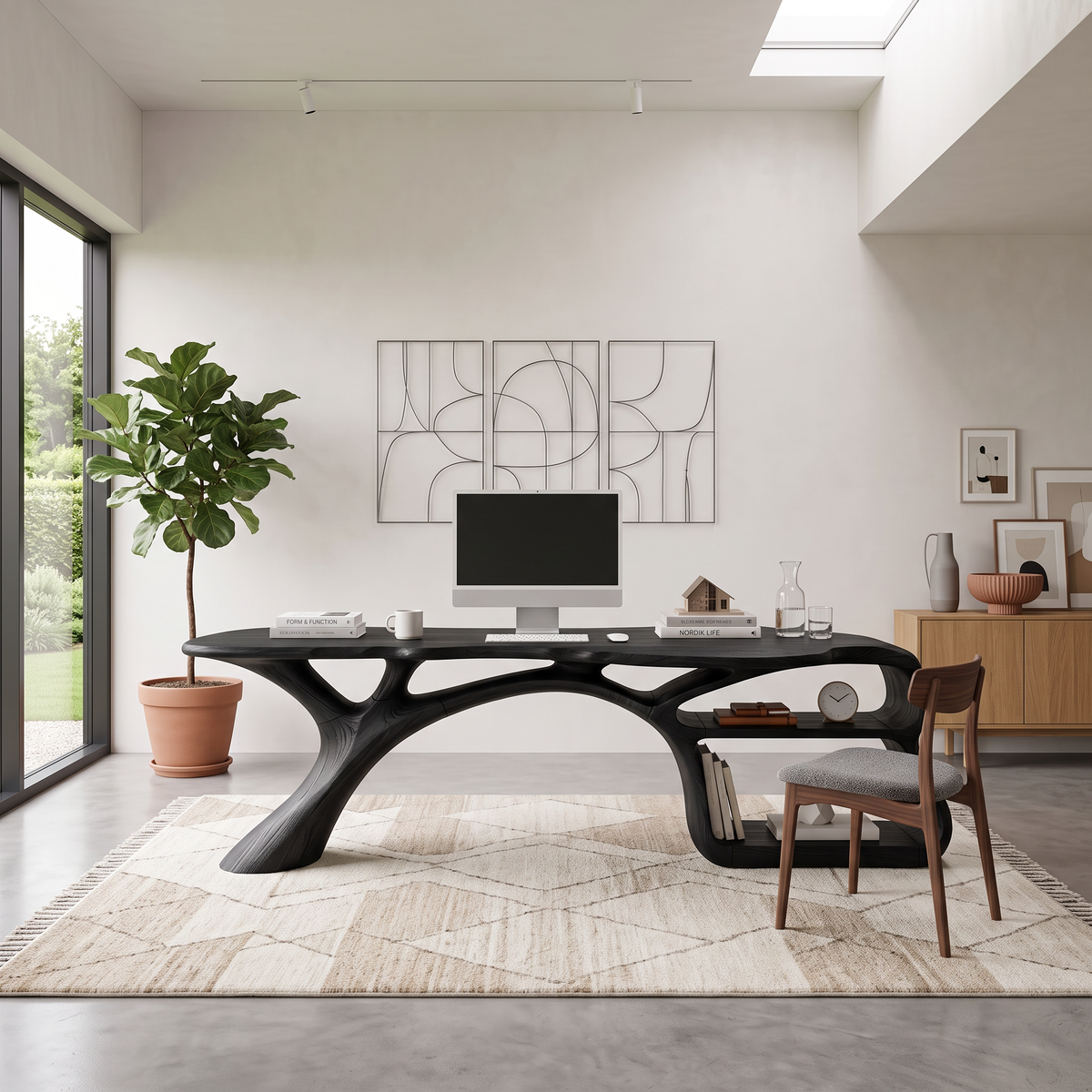 Bureau informatique minimaliste à étagère ouverte pour chambre ou bureau SILDTTNDE043