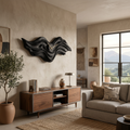 Horloge murale en bois bio avec sculpture en forme de vague pour intérieur de salon RTTHTTWAC018