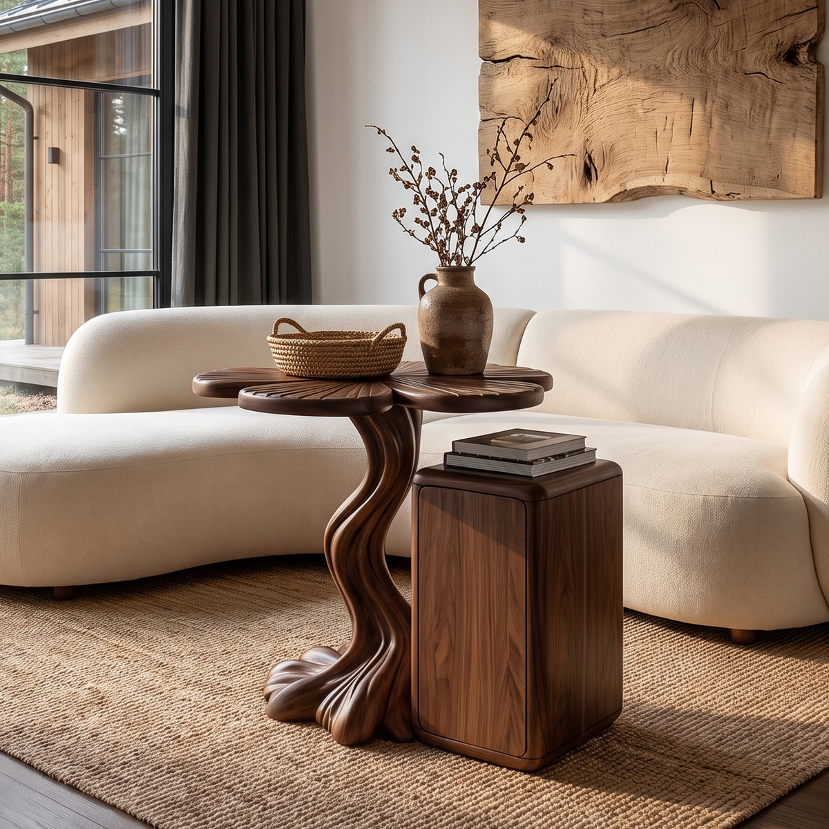 Table d'appoint moderne avec base inspirée d'un arbre pour salon SINLHASTA305