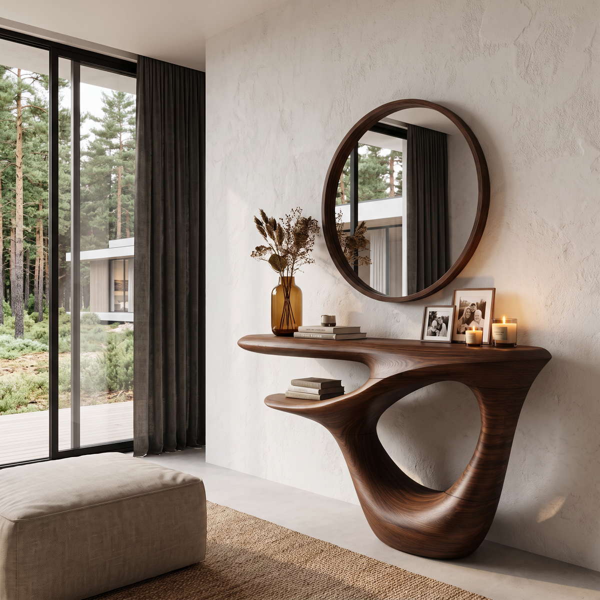 Console contemporaine avec piètement ouvert artistique pour entrée et couloir SINLHACS695