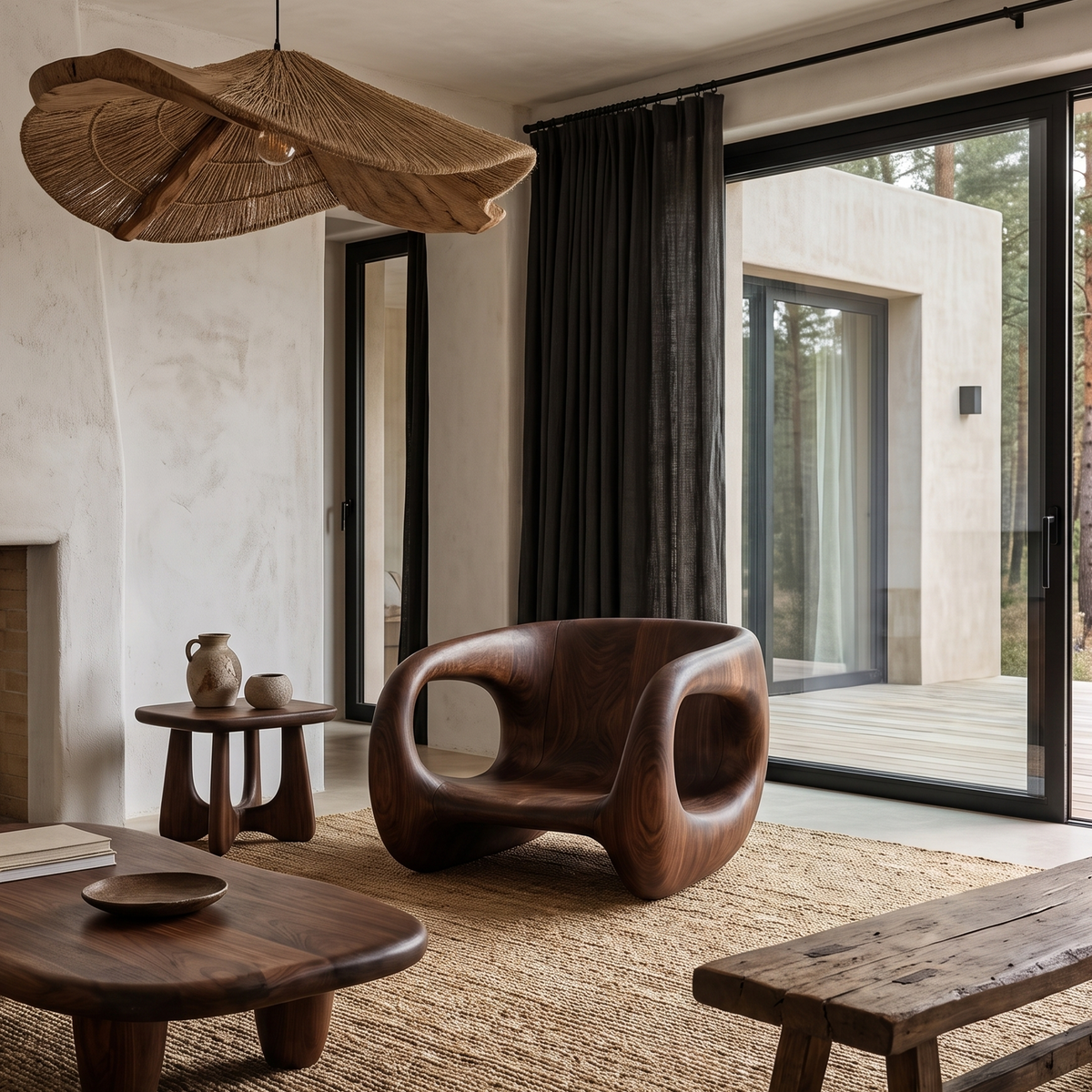Chaise sculpturale contemporaine au design d'accoudoir fluide pour salon SINLHACHR039