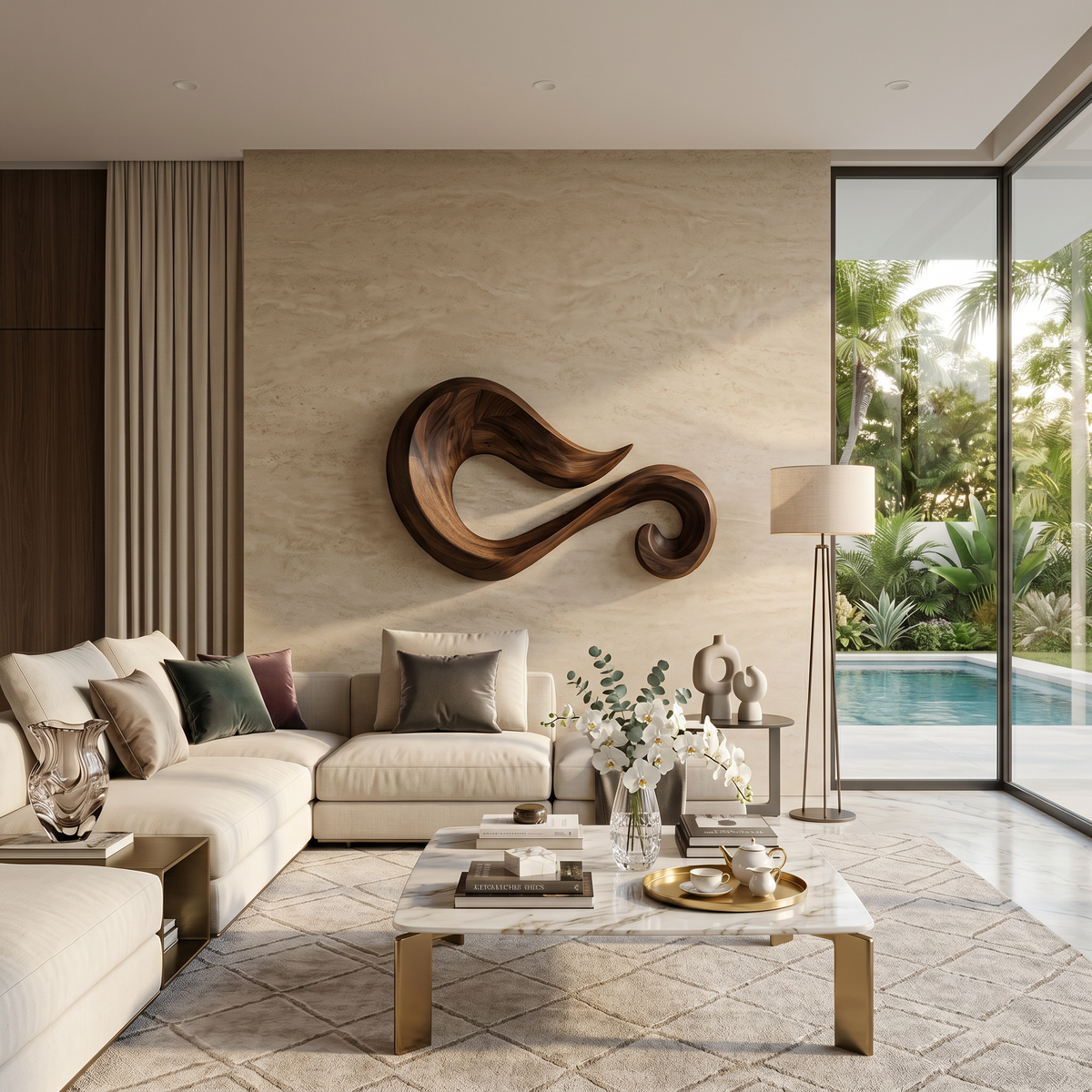 Décoration murale en bois aux formes organiques pour entrée ou couloir RTTHTTWA152