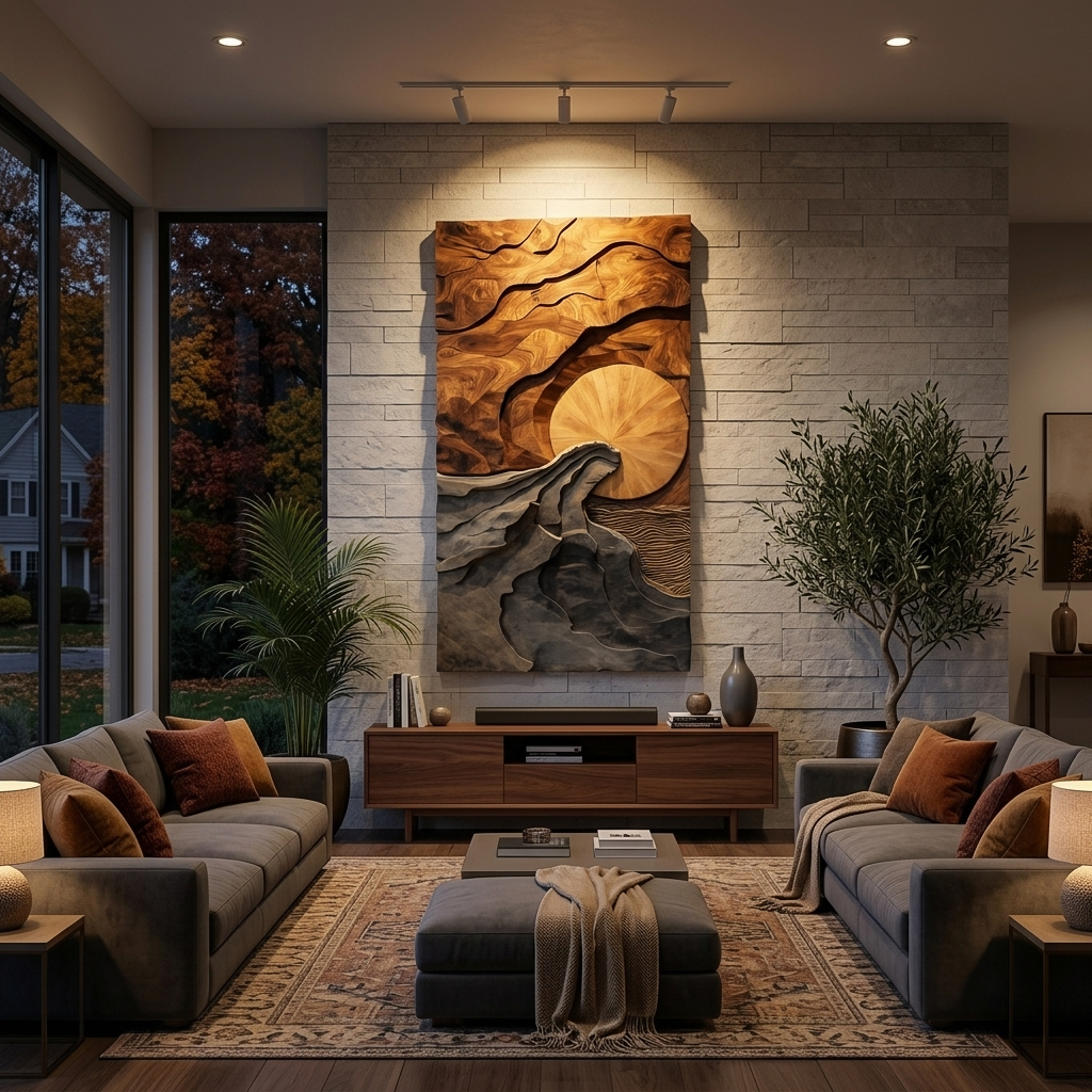 Art mural moderne avec design paysager pour salon SITHTTWA033
