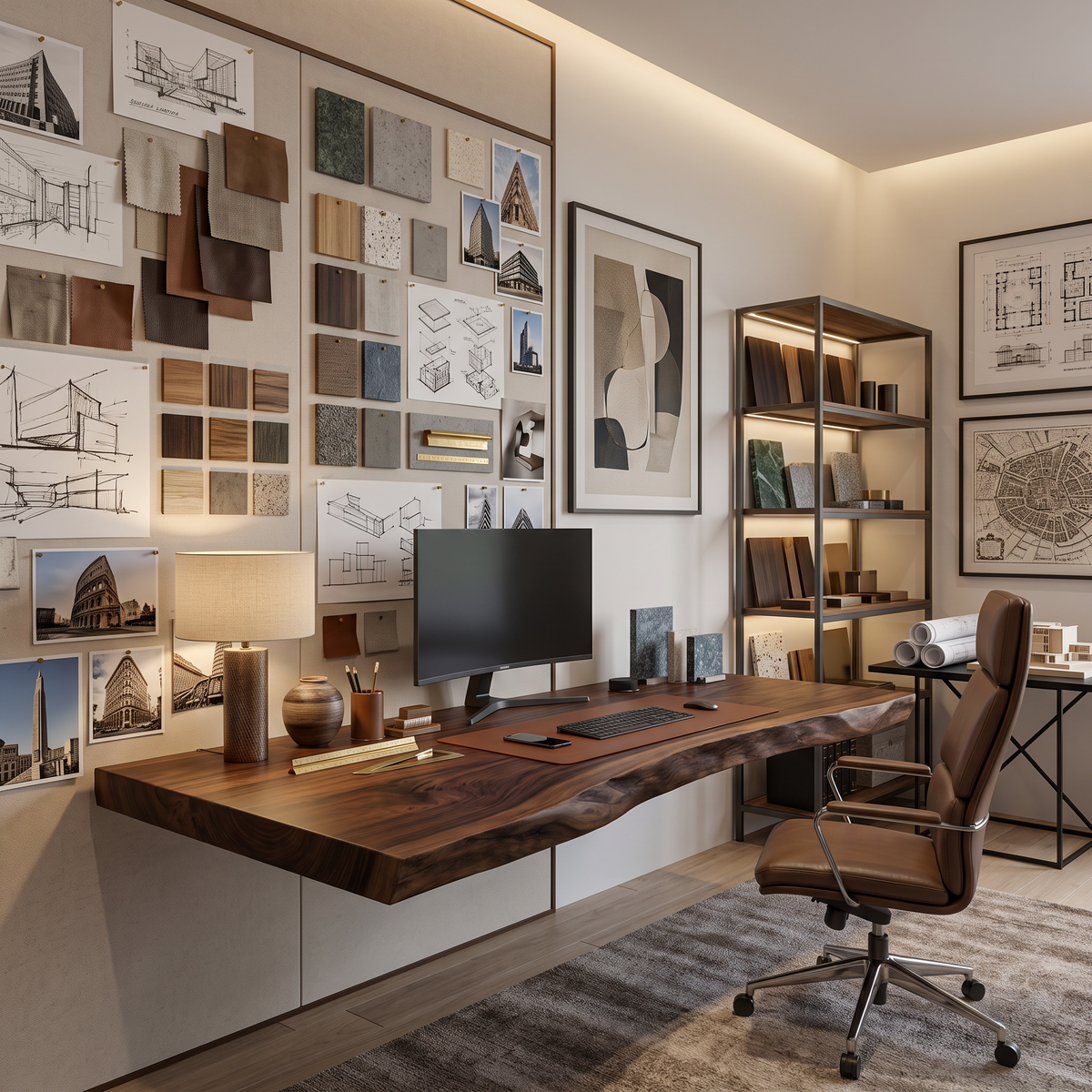 Bureau flottant moderne à plateau brut pour espace de travail à domicile SITHTTDE047