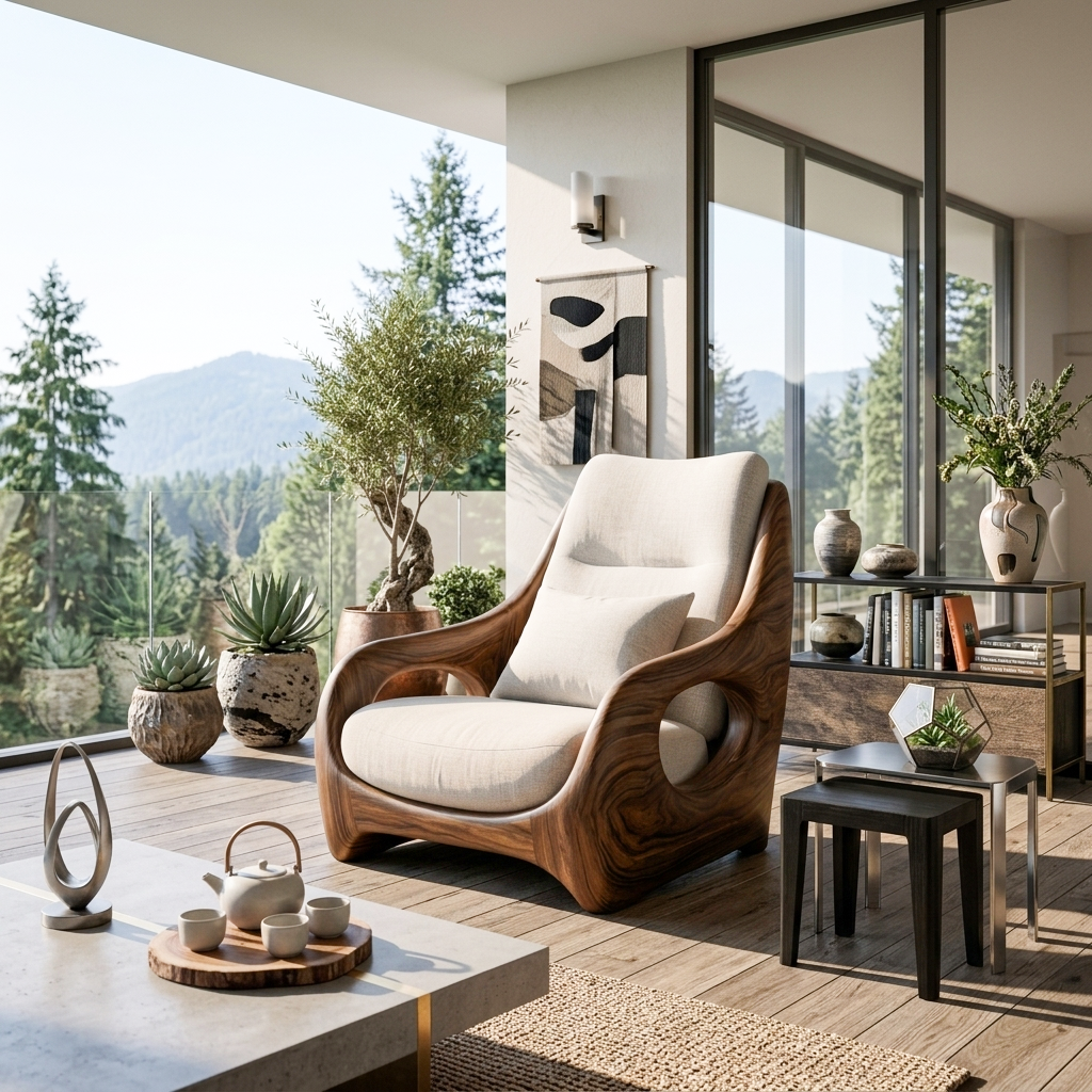 Fauteuil organique aux courbes lisses pour salon RTTHTTACC013
