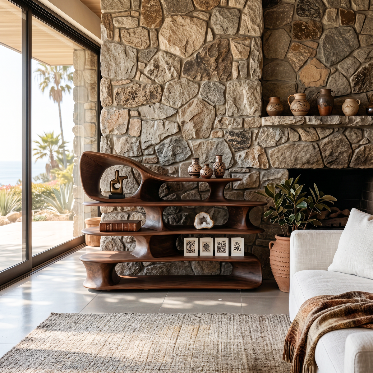 Étagère sur pied sculpturale moderne pour salon SITHTTSS005