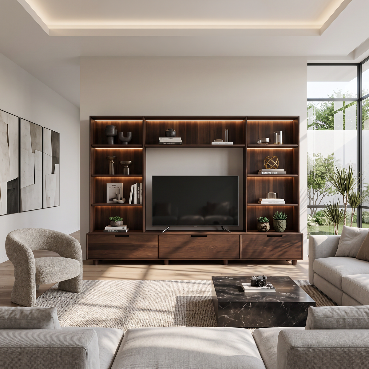 Grand meuble TV avec éclairage LED pour salon SITHTTTVC012