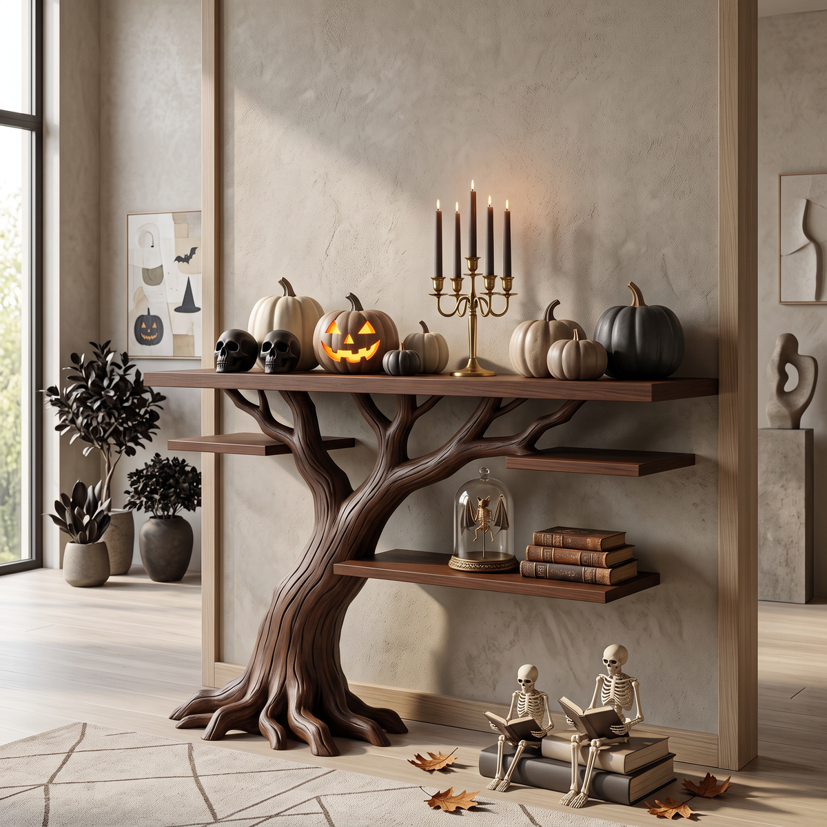 Console branche organique étalée pour intérieur gothique d'Halloween SILDTTNCS153