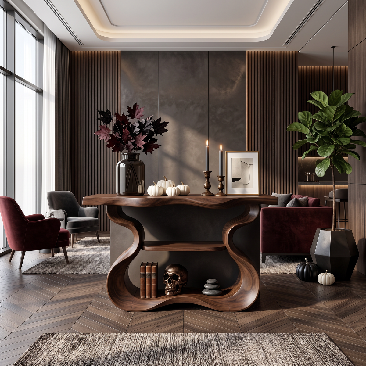 Console de table aux formes sculpturales organiques pour décoration d'intérieur d'Halloween SILDTTNCS141