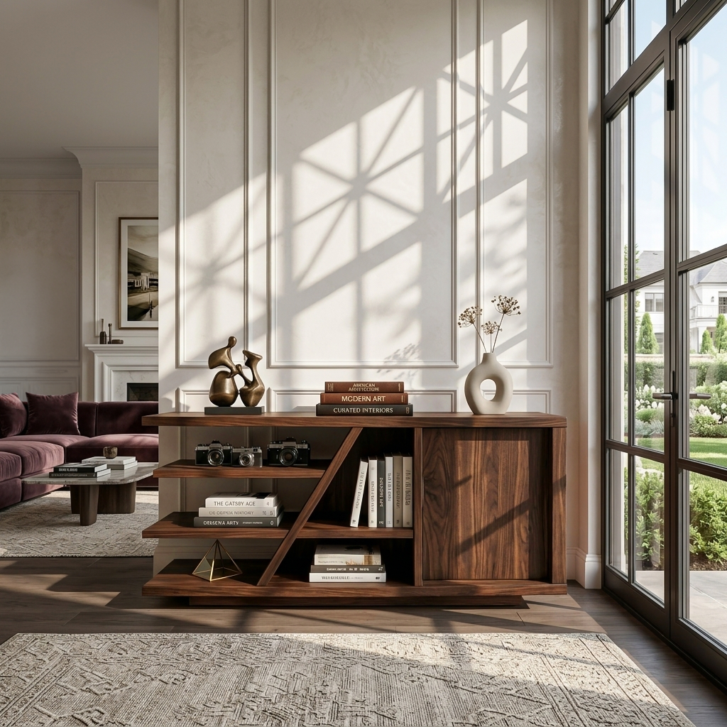 Buffet moderne avec étagères et placard pour salon SITHTTSD022