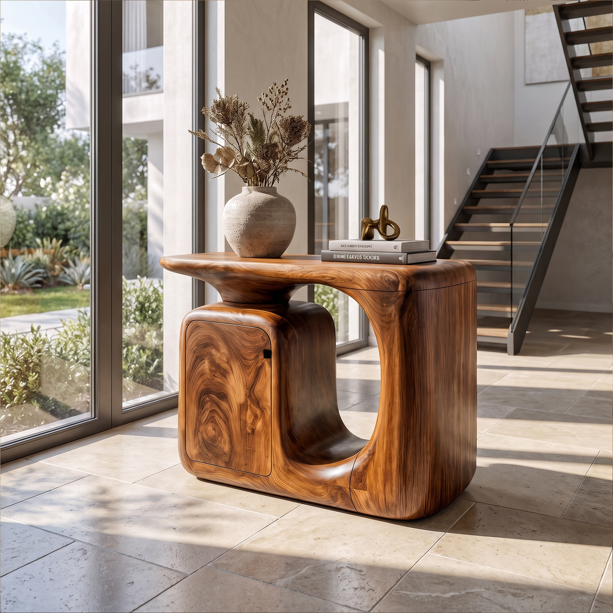 Console d'entrée sculpturale moderne avec meuble de rangement arrondi SINLKICS703