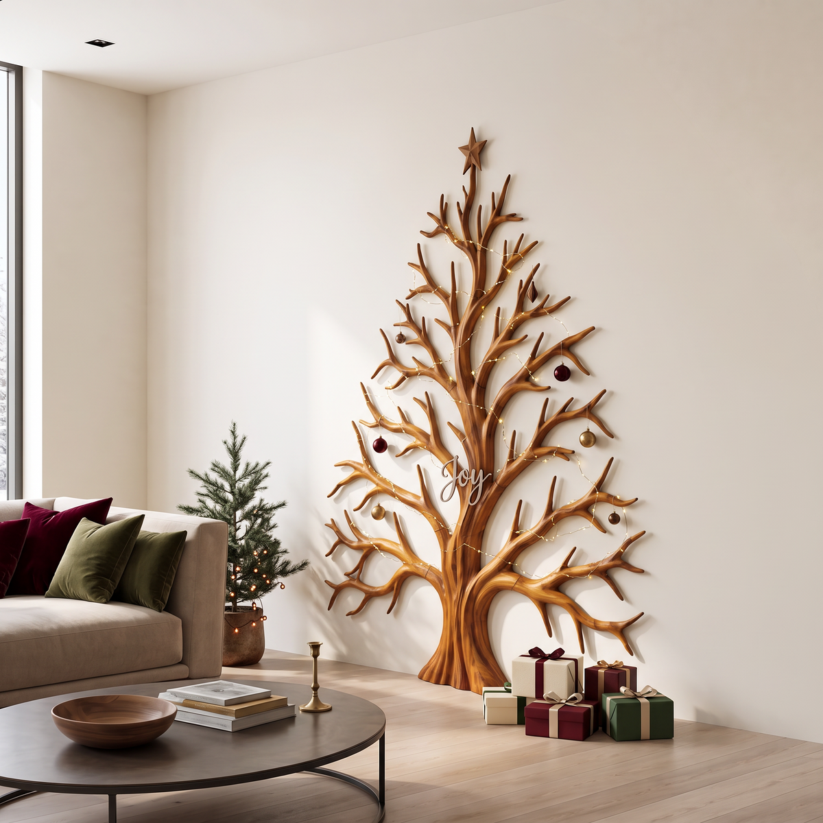 Décoration murale de Noël contemporaine avec silhouette d'arbre artistique pour couloir SINLSAWA138