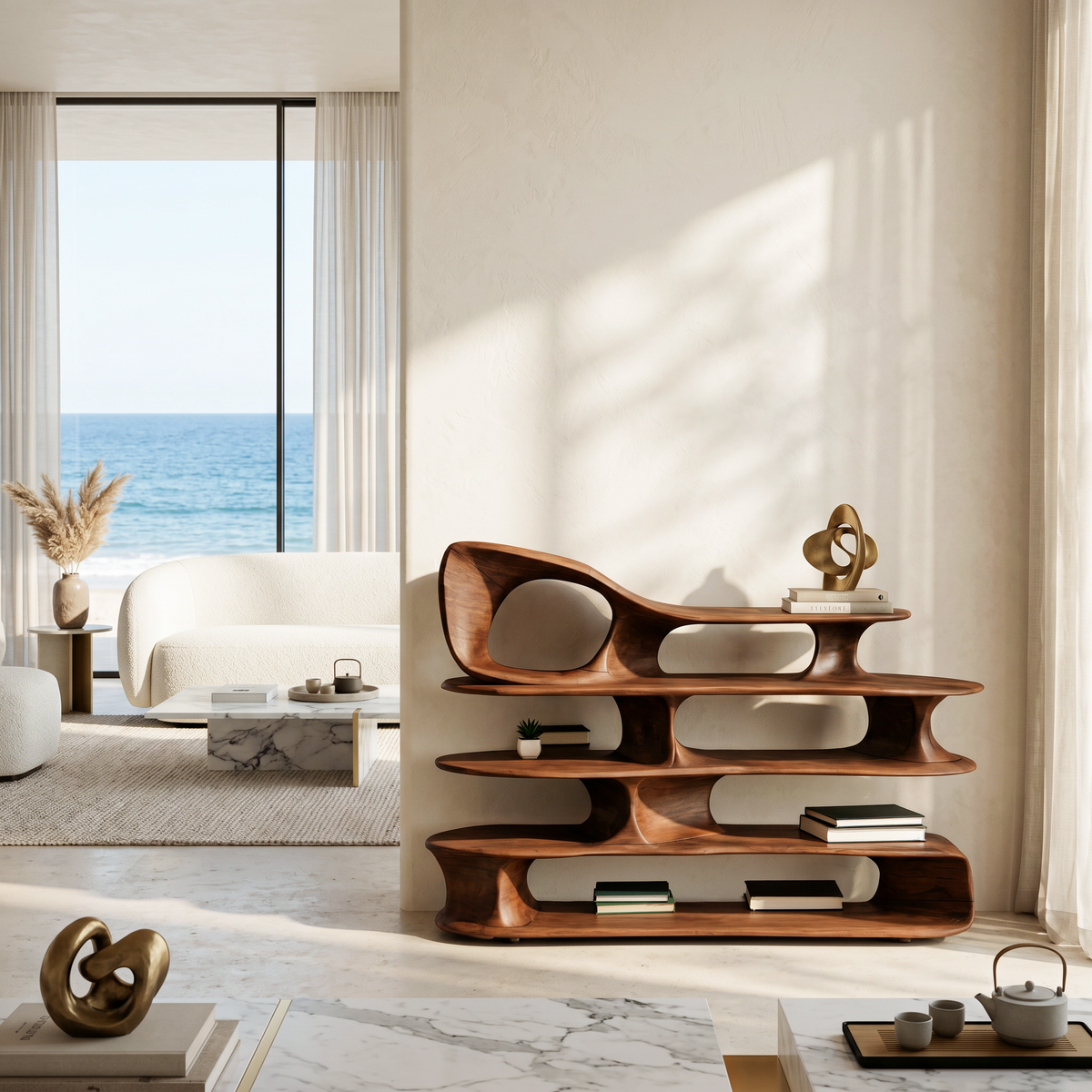 Étagère sur pied sculpturale moderne pour salon SITHTTSS005
