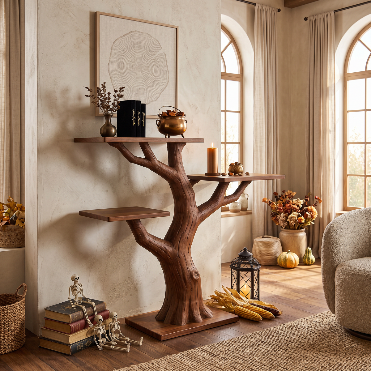 Console branche noueuse organique pour décoration d'Halloween vintage SILDTTNCS149