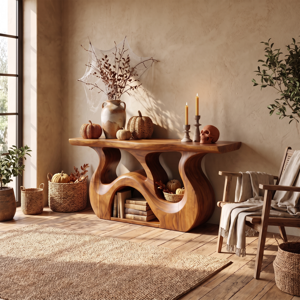Table d'entrée minimaliste en forme de branche pour décoration de cabane d'Halloween SILDTTNCS146