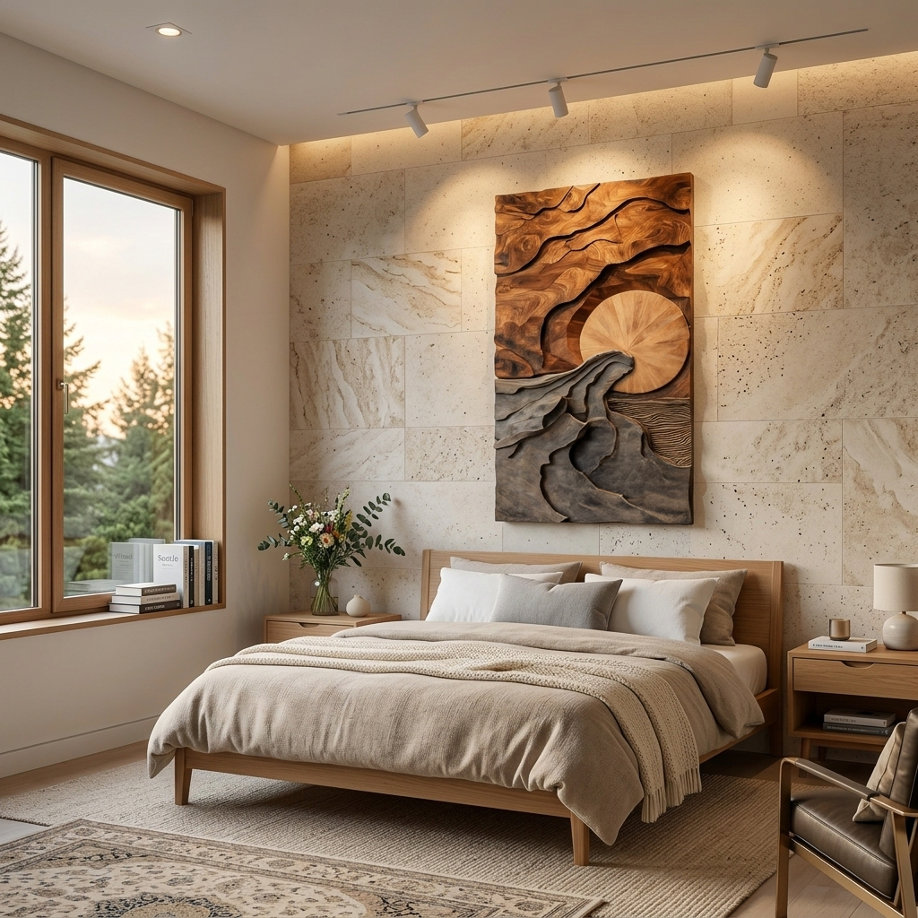 Art mural moderne avec design paysager pour salon SITHTTWA033