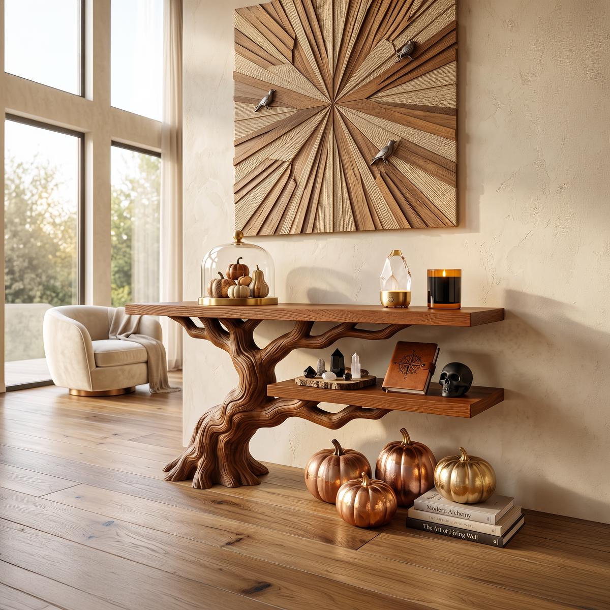 Table d'appoint moderne en forme de racines et de branches pour mobilier d'Halloween gothique SILDTTNCS159